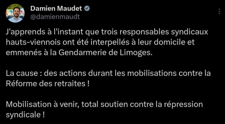Interpellation de responsables CGT : non à la répression syndicale !