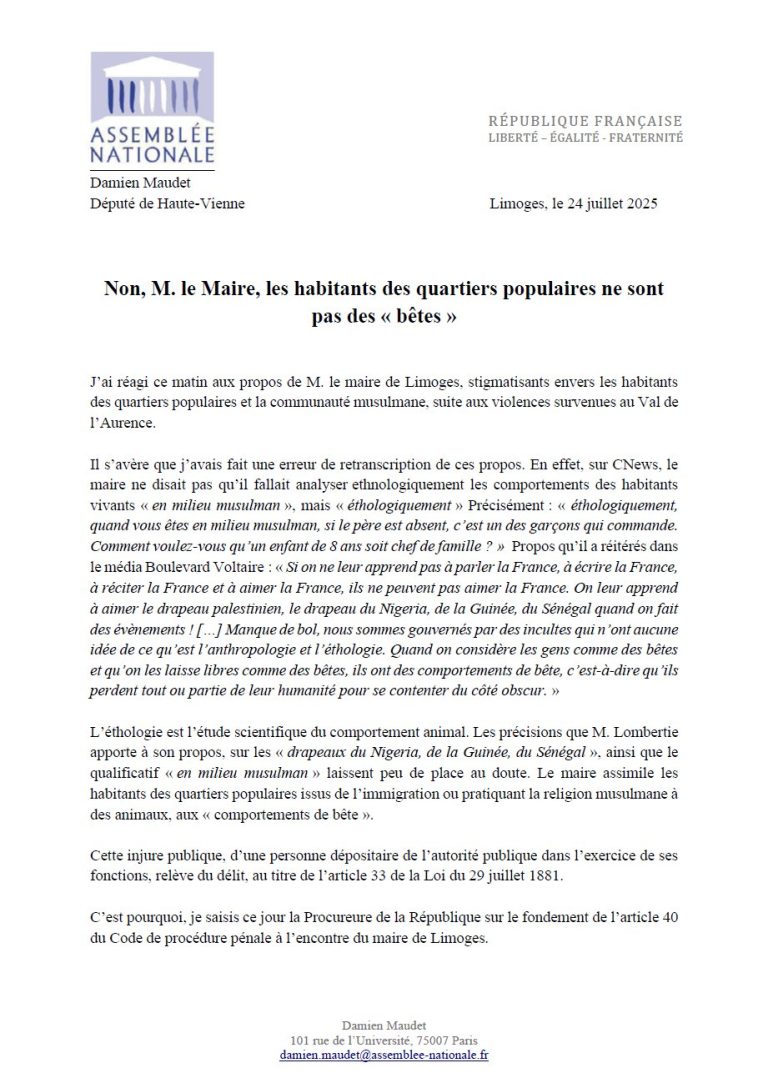 Non, Monsieur le Maire, les habitants des quartiers populaires ne sont pas des « bêtes »